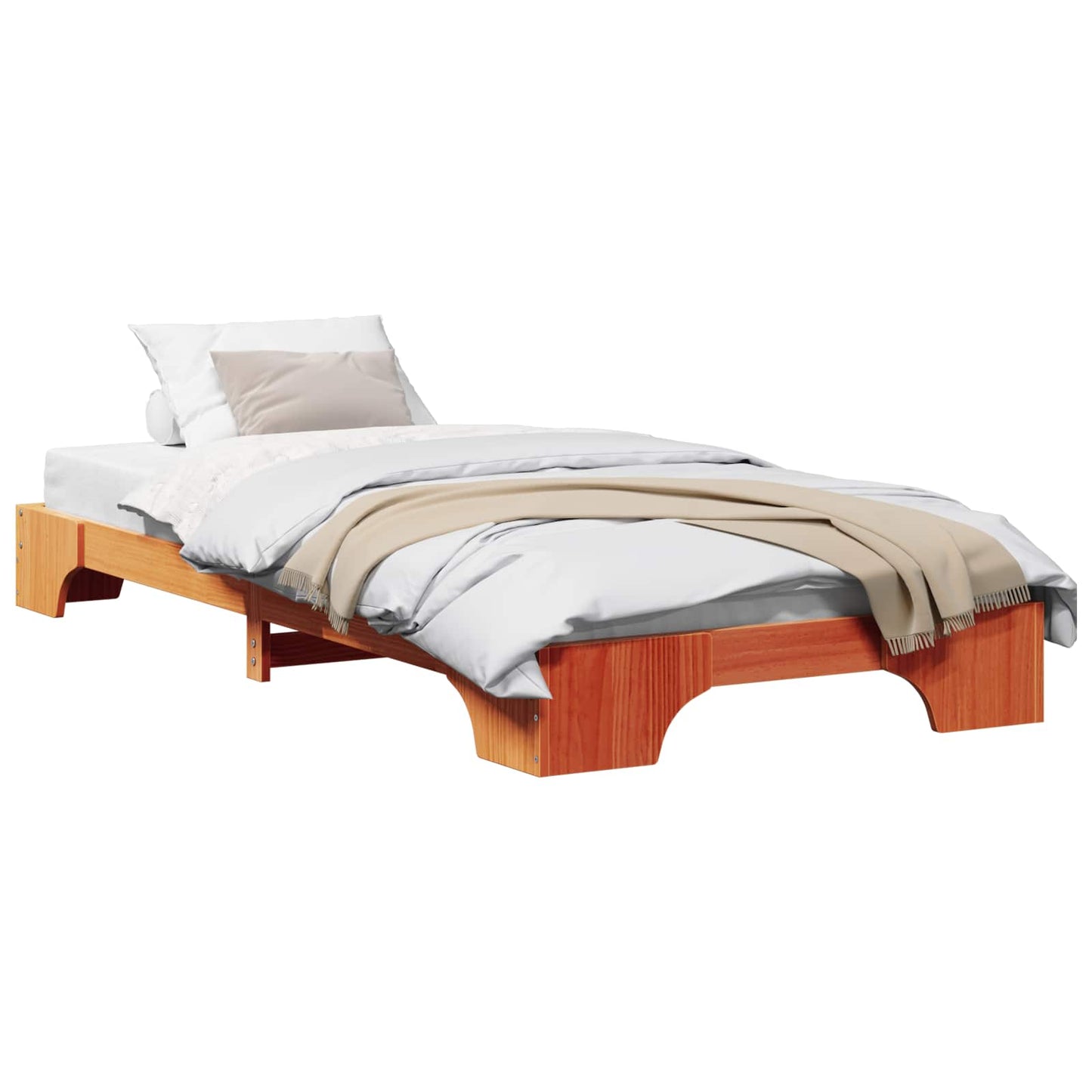 Sengestel Voks brun 75 x 190 cm Massiv fyrretræ