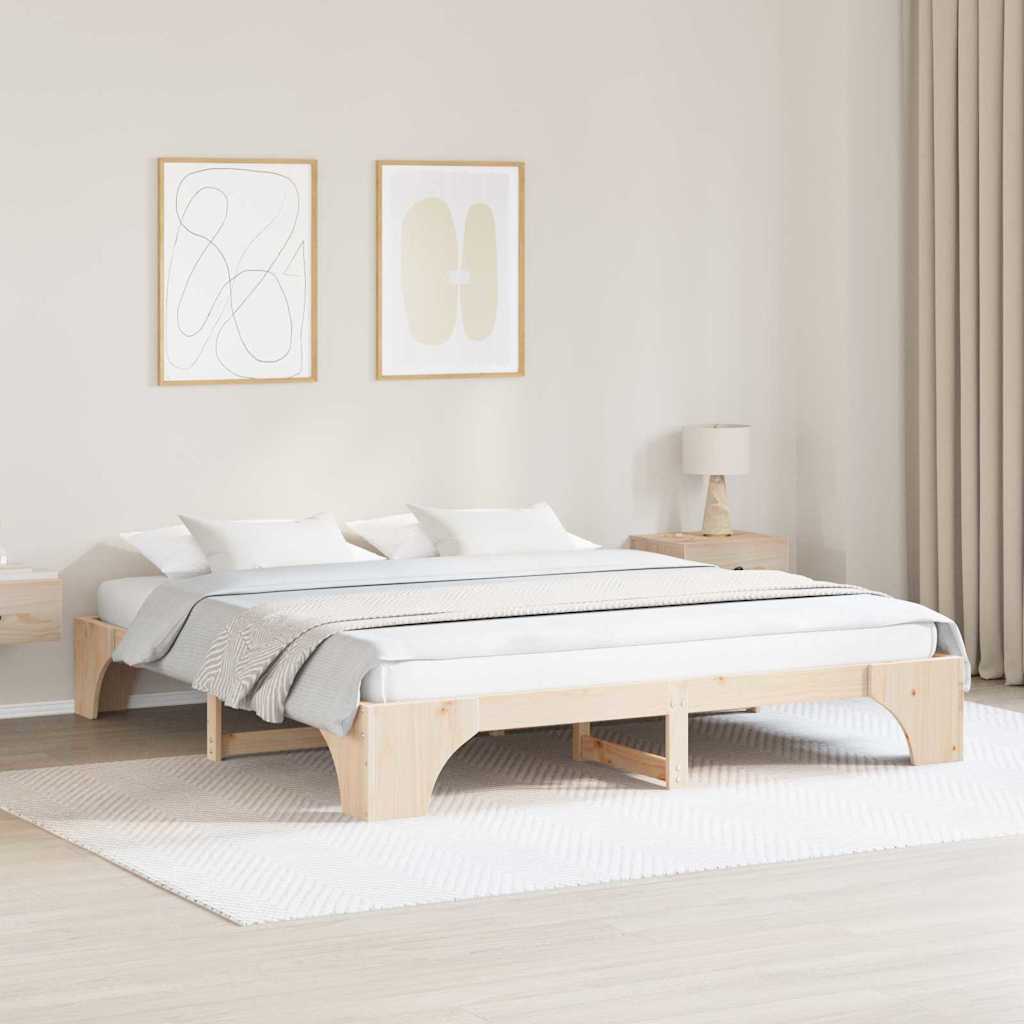 Sengestel Naturfarvet 200 x 200 cm Massiv fyrretræ