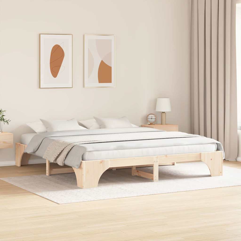 Sengestel Naturfarvet 200 x 200 cm Massiv fyrretræ