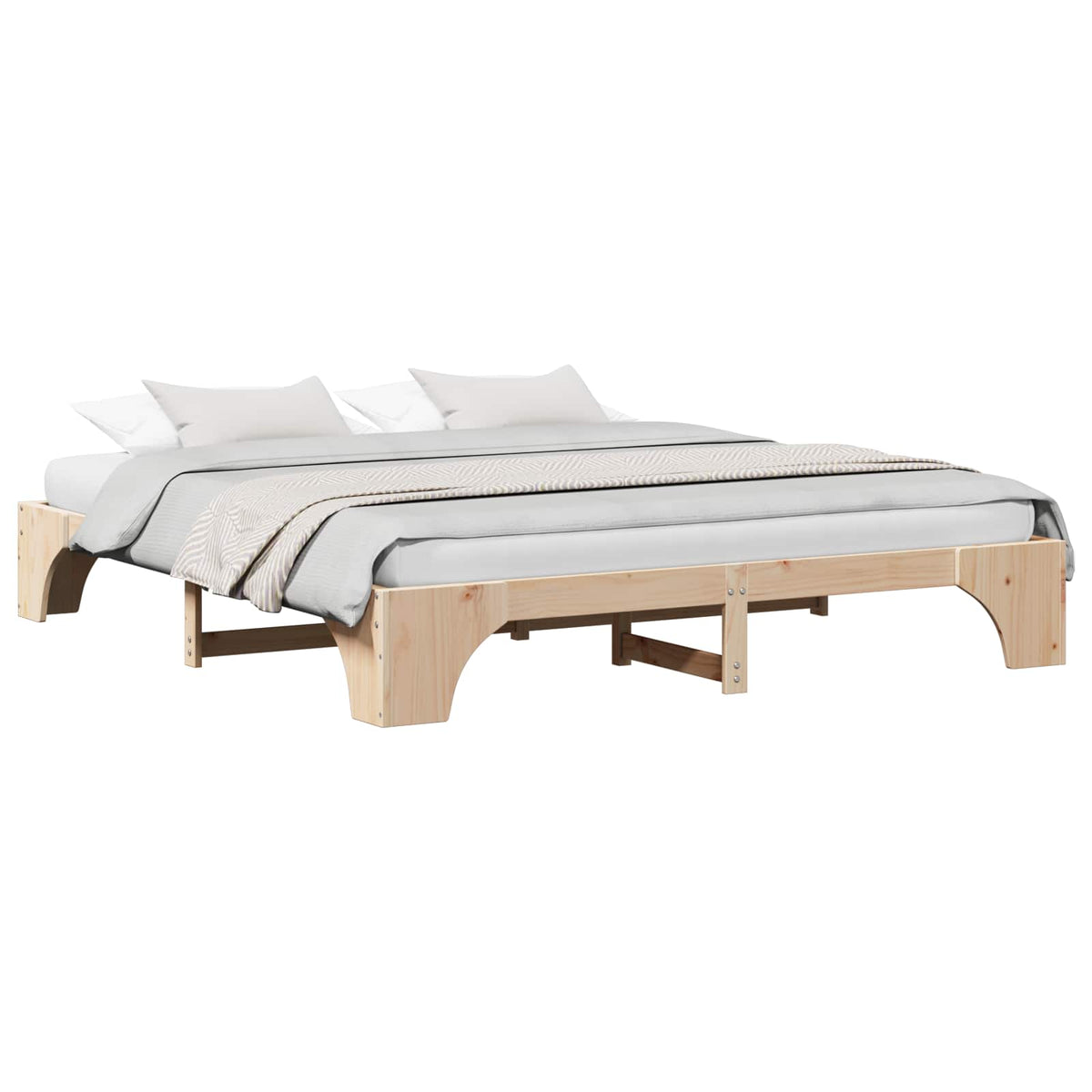 Sengestel Naturfarvet 200 x 200 cm Massiv fyrretræ