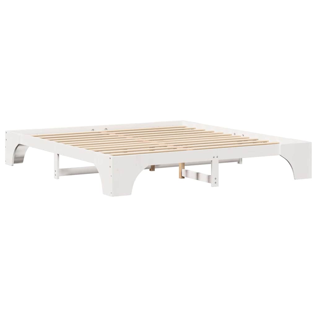 Sengestel Hvid 200 x 200 cm Massiv fyrretræ