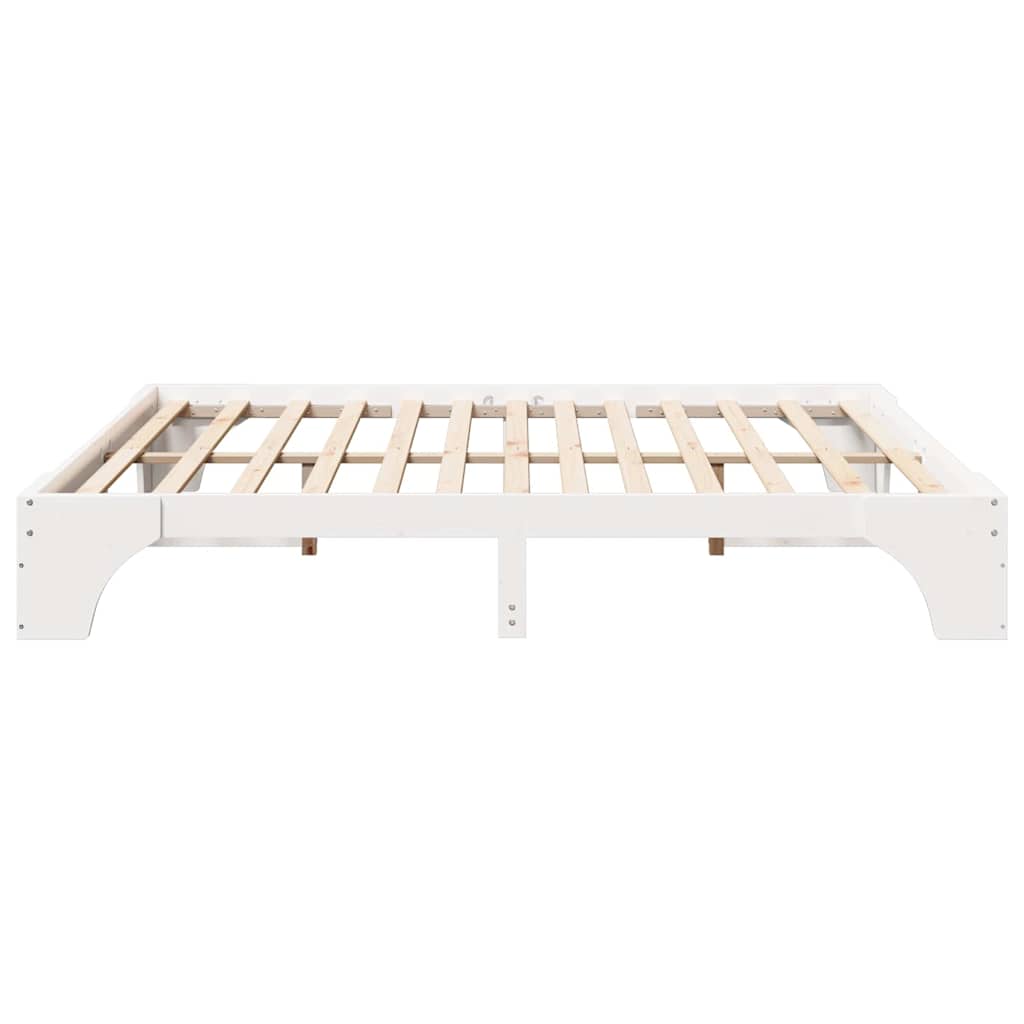 Sengestel Hvid 200 x 200 cm Massiv fyrretræ