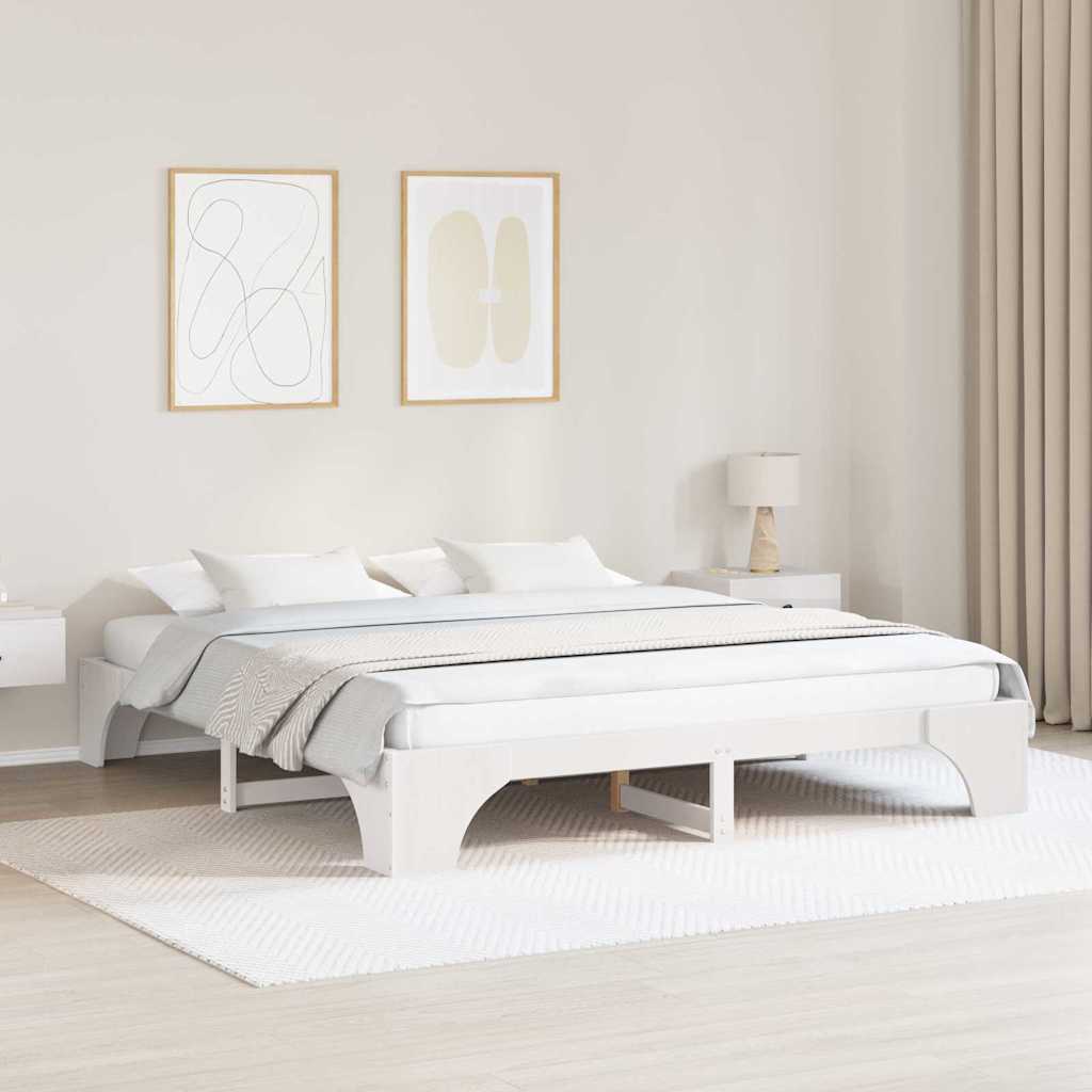 Sengestel Hvid 180 x 200 cm Massiv fyrretræ