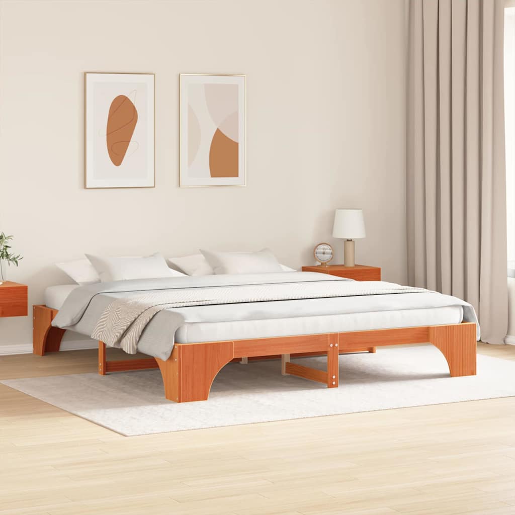 Sengestel Voks brun 180 x 200 cm Massiv fyrretræ