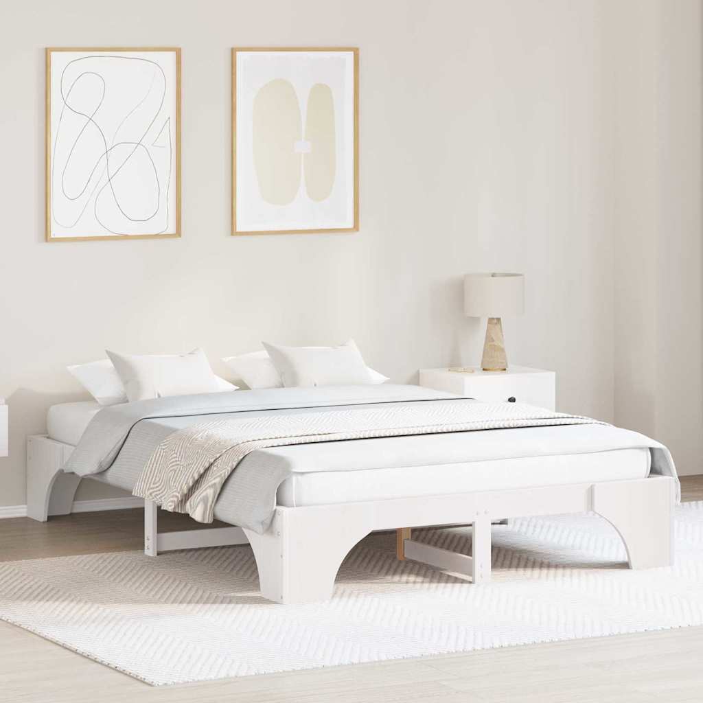 Sengestel Hvid 160 x 200 cm Massiv fyrretræ