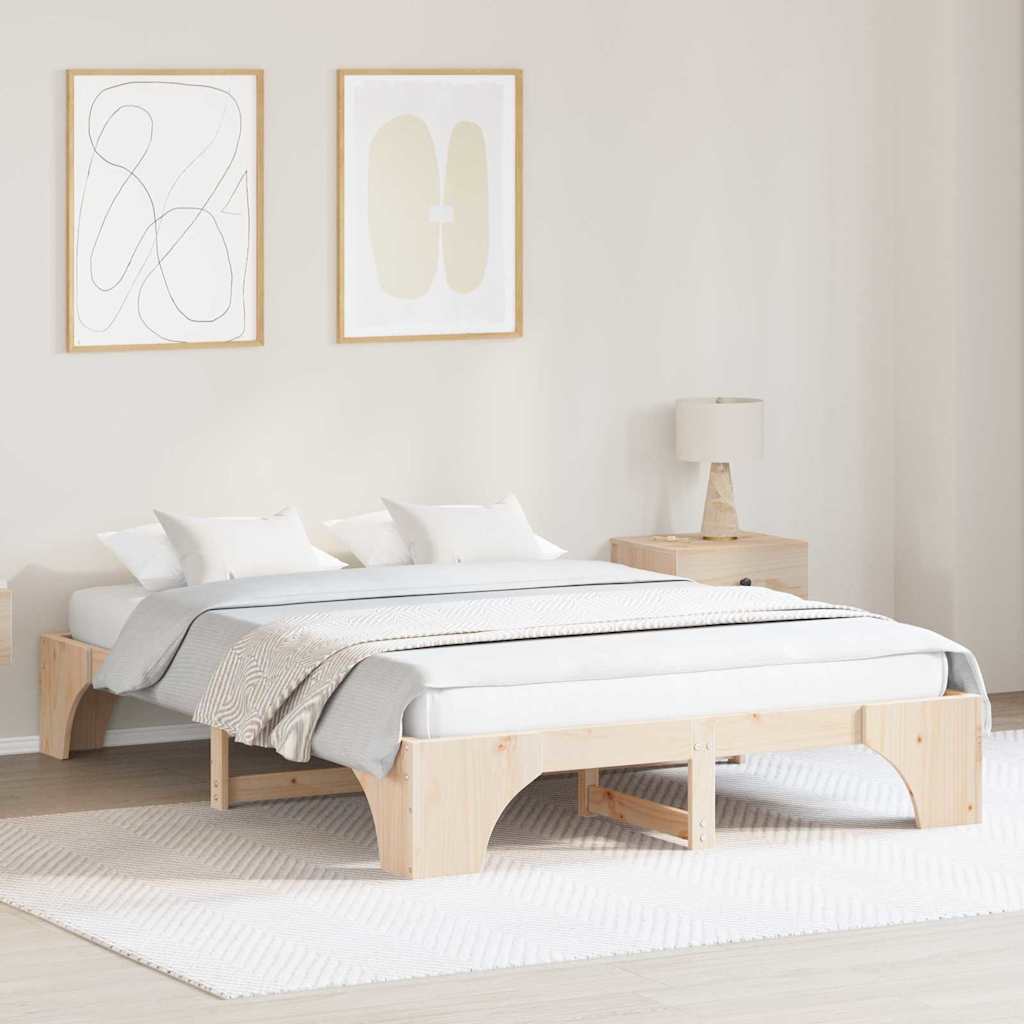 Sengestel Naturfarvet 150 x 200 cm Massiv fyrretræ