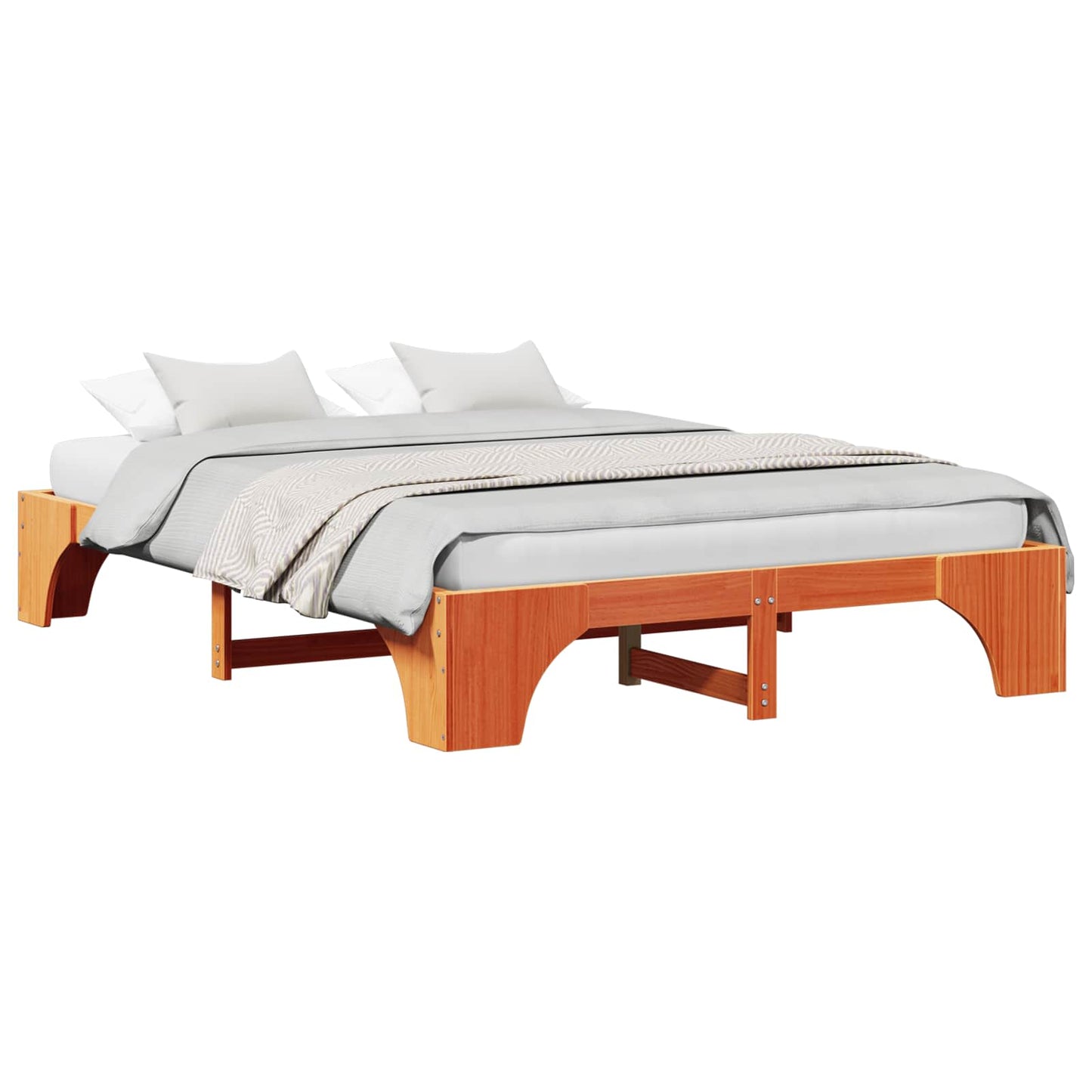 Sengestel Voks brun 150 x 200 cm Massiv fyrretræ