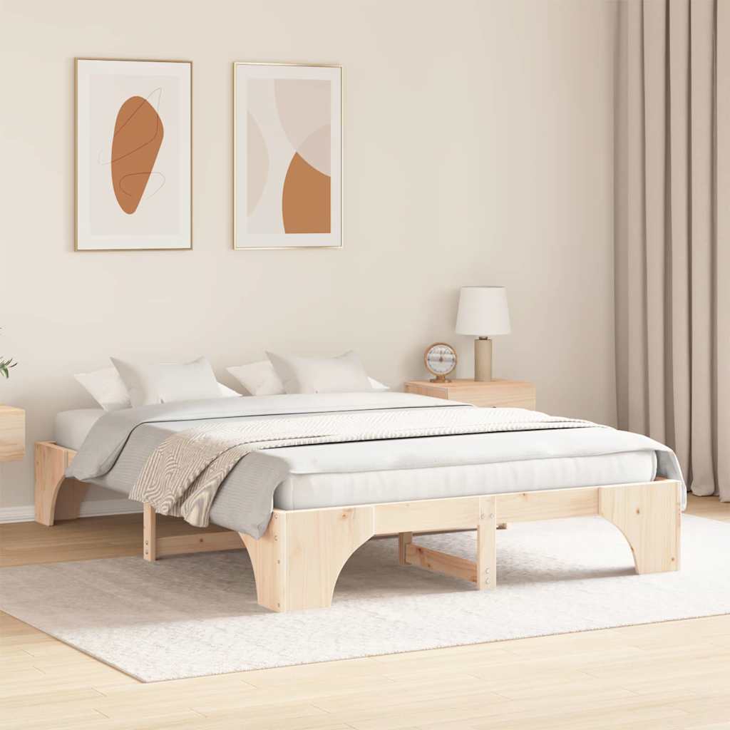 Sengestel Naturfarvet 140 x 200 cm Massiv fyrretræ