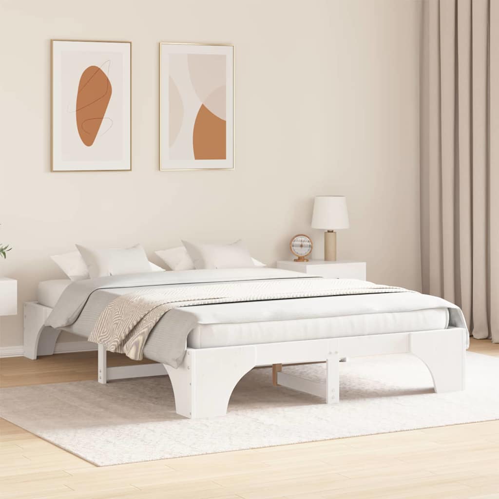Sengestel Hvid 140 x 200 cm Massiv fyrretræ