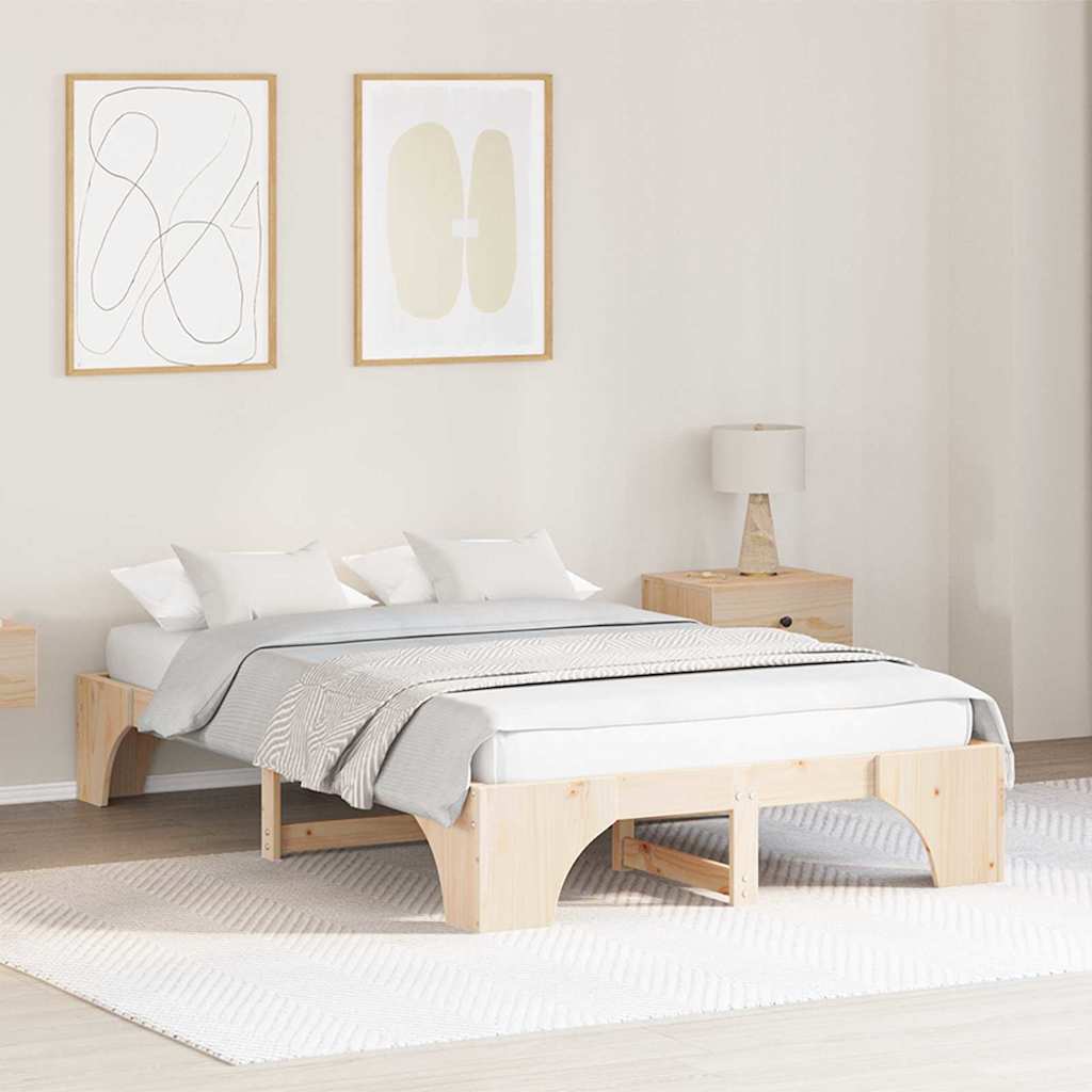 Sengestel Naturfarvet 120 x 200 cm Massiv fyrretræ