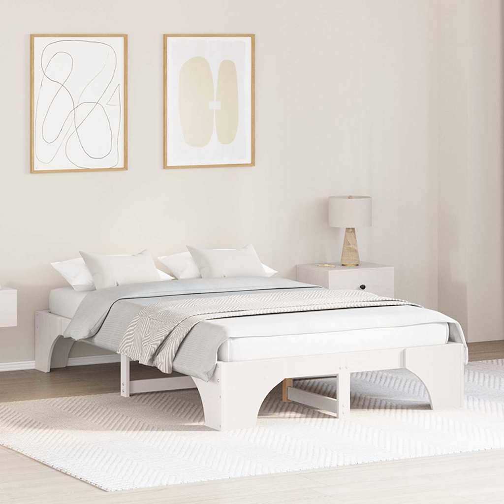 Sengestel Hvid 120 x 200 cm Massiv fyrretræ