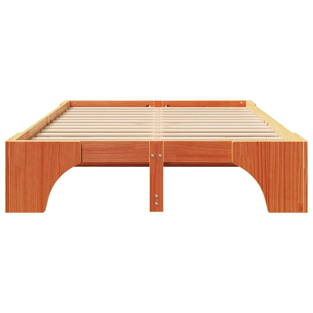 Sengestel Voks brun 140 x 190 cm Massiv fyrretræ
