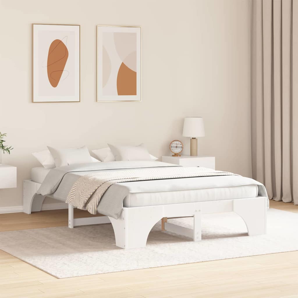 Sengestel Hvid 135 x 190 cm Massiv fyrretræ