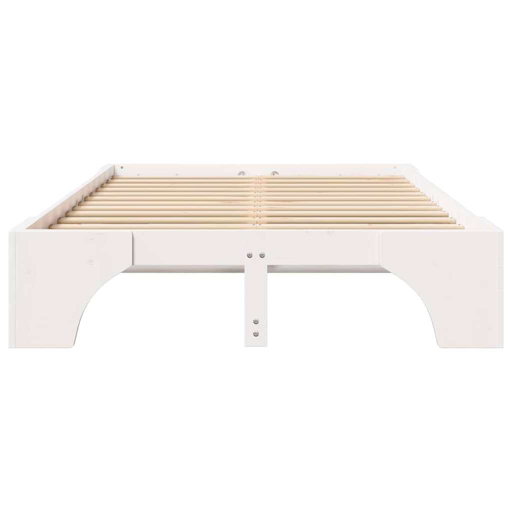 Sengestel Hvid 135 x 190 cm Massiv fyrretræ