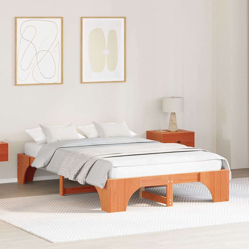 Sengestel Voks brun 135 x 190 cm Massiv fyrretræ