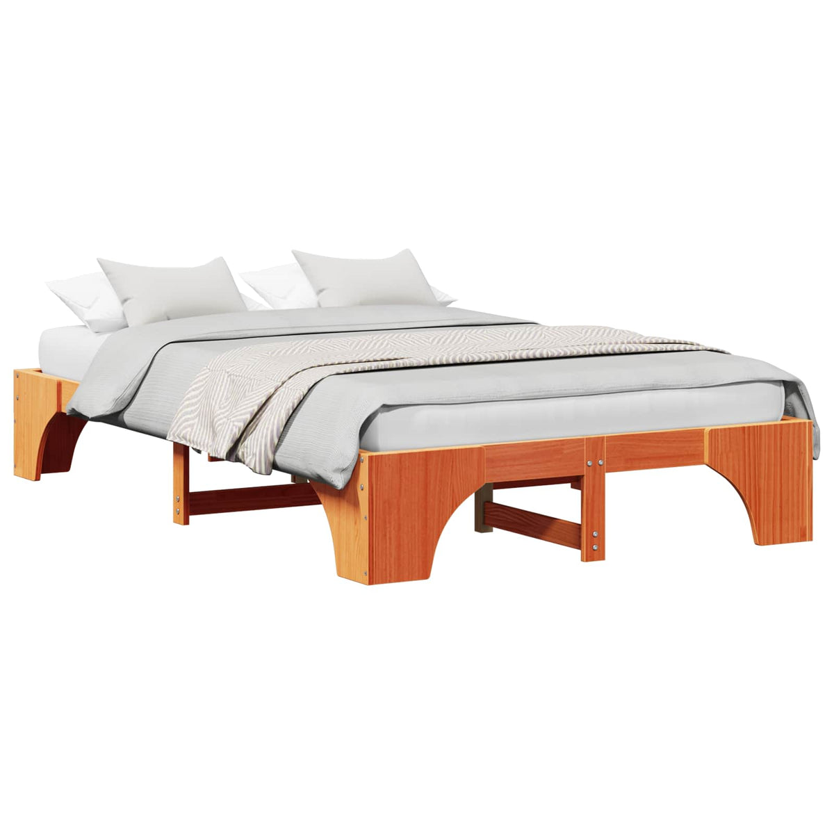 Sengestel Voks brun 135 x 190 cm Massiv fyrretræ