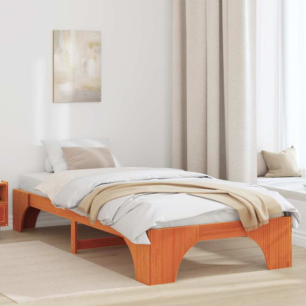 Sengestel Voks brun 90 x 200 cm Massiv fyrretræ