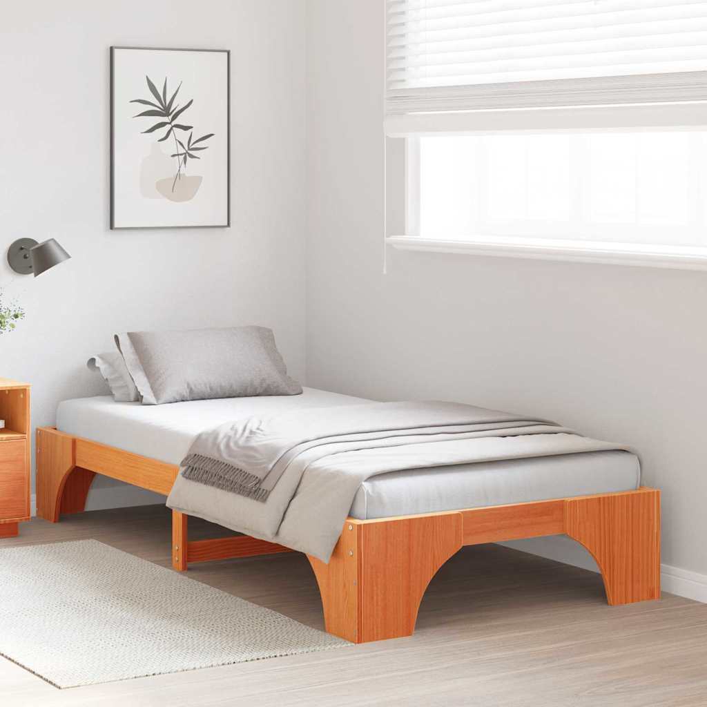 Sengestel Voks brun 90 x 190 cm Massiv fyrretræ