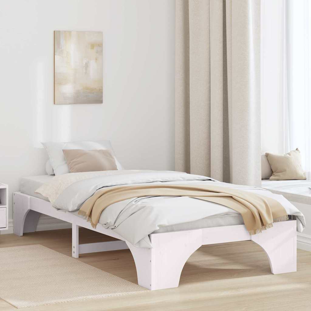Sengestel Hvid 75 x 190 cm Massiv fyrretræ