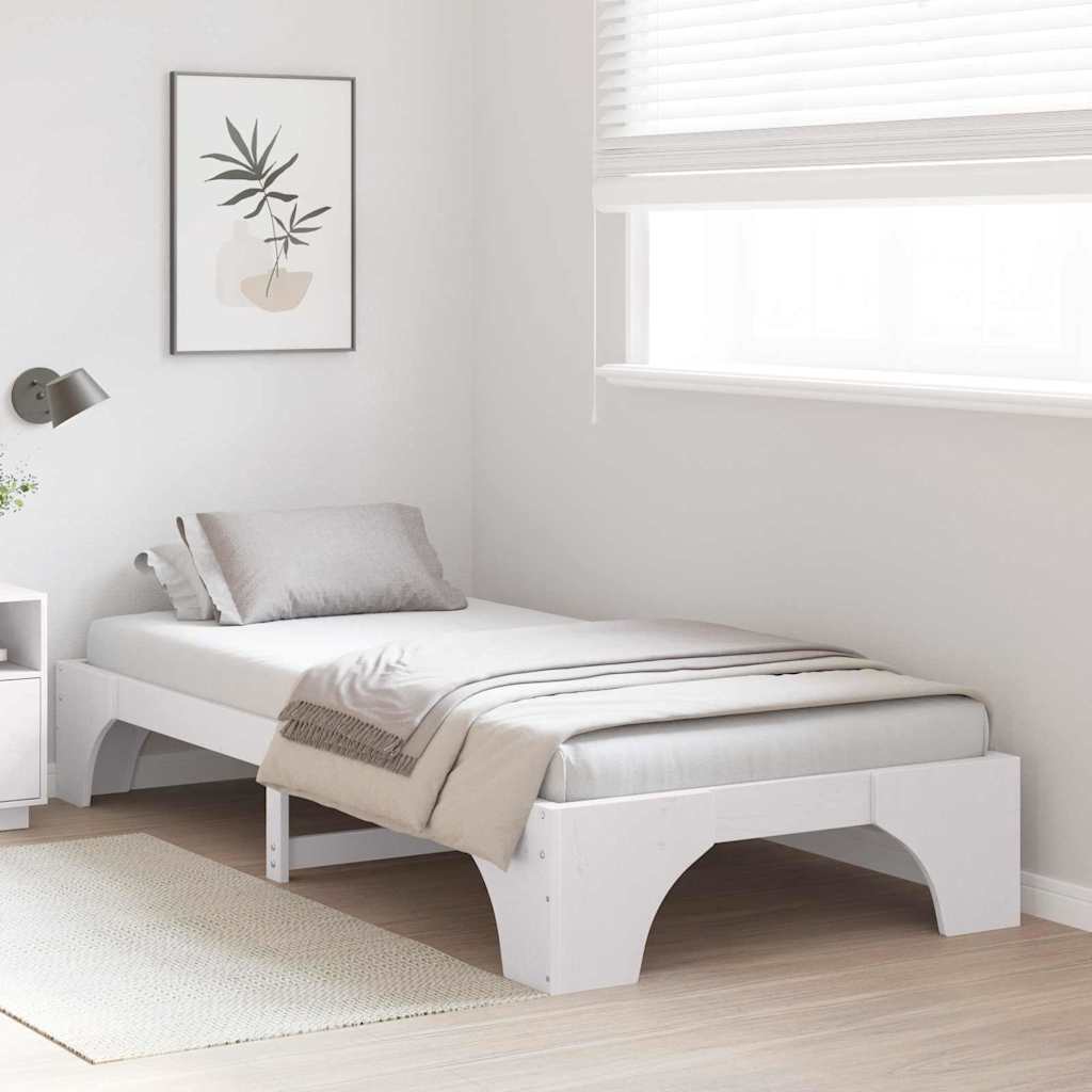 Sengestel Hvid 75 x 190 cm Massiv fyrretræ