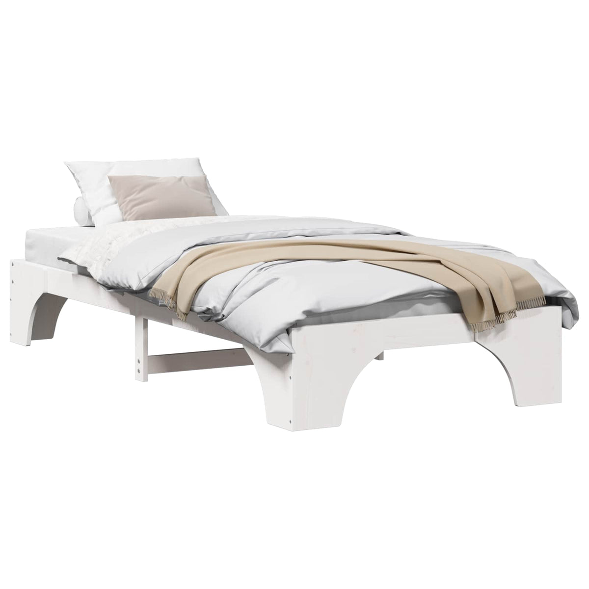 Sengestel Hvid 75 x 190 cm Massiv fyrretræ