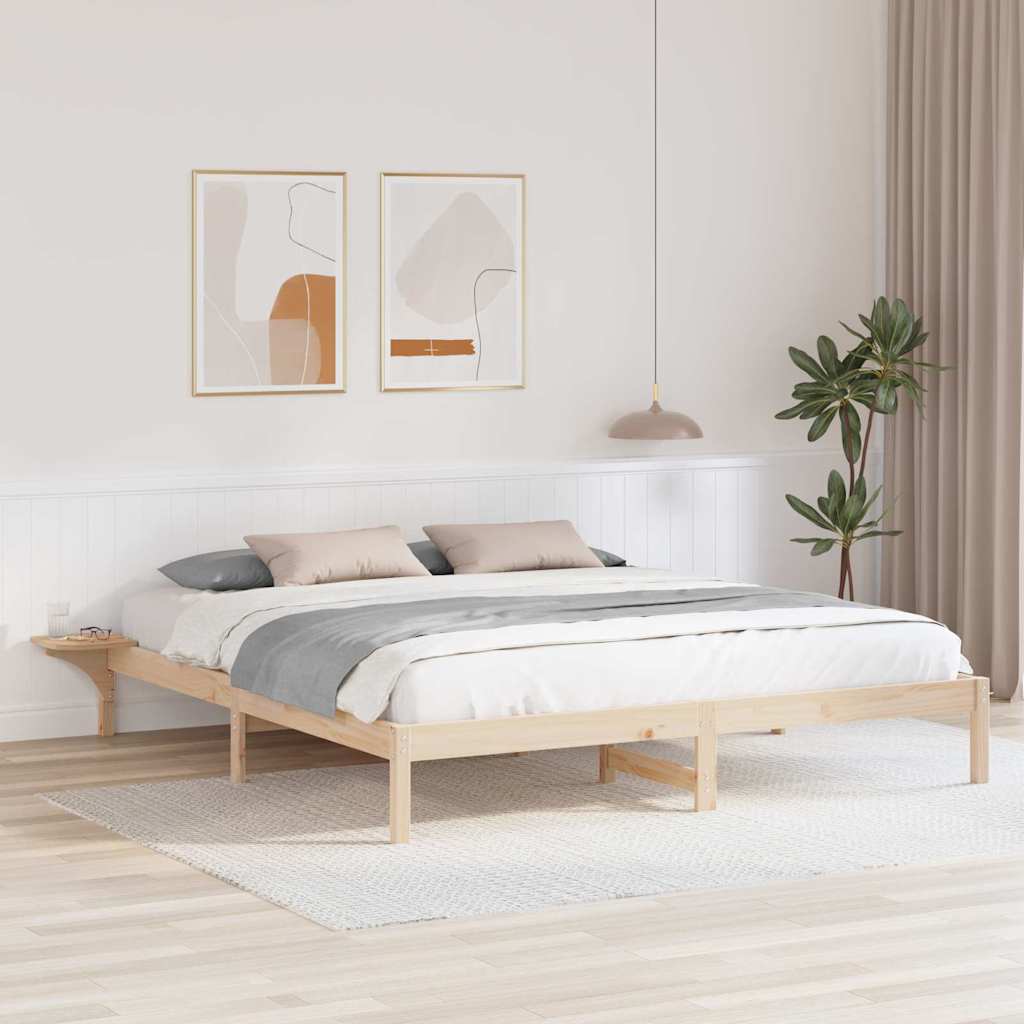 Sengestel Naturfarvet 200 x 200 cm Massiv fyrretræ