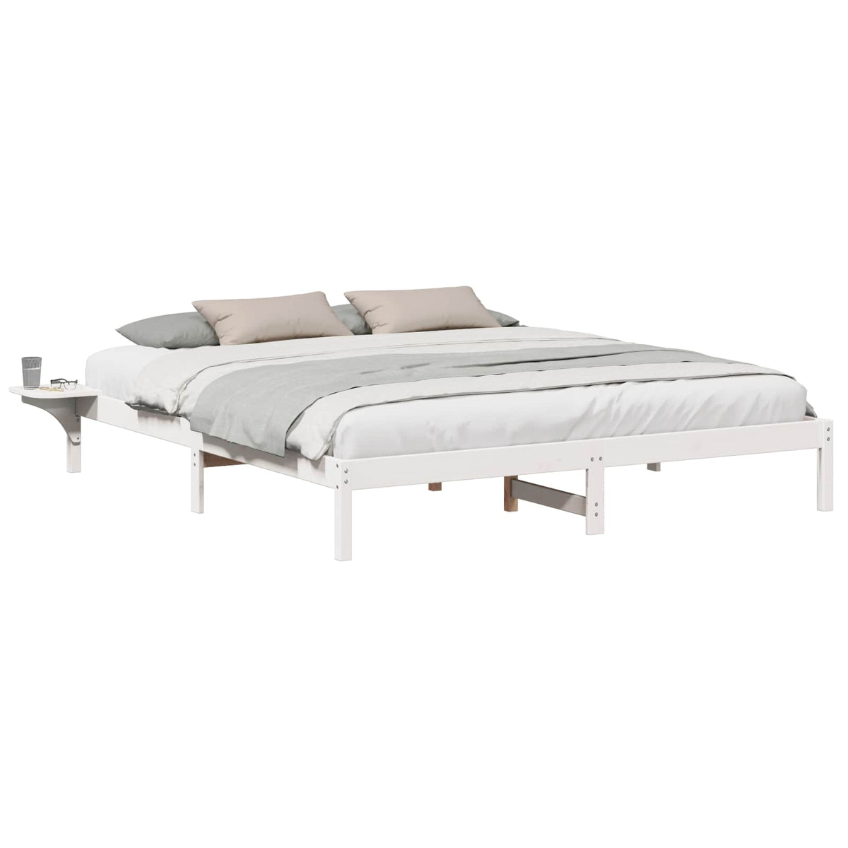 Sengestel Hvid 200 x 200 cm Massiv fyrretræ
