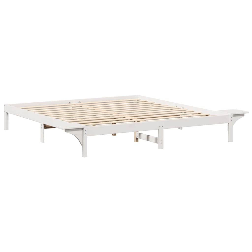 Sengestel Hvid 200 x 200 cm Massiv fyrretræ
