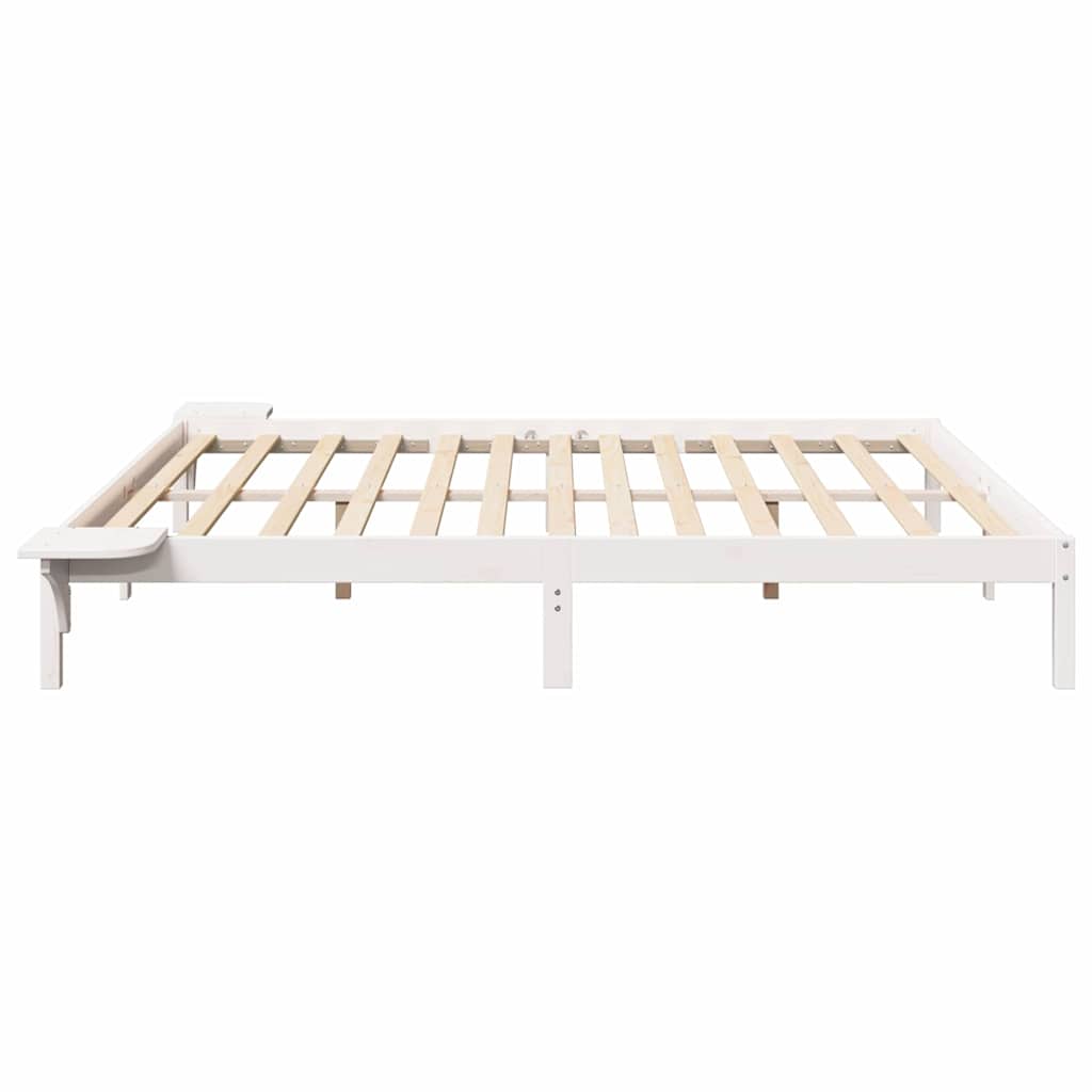 Sengestel Hvid 200 x 200 cm Massiv fyrretræ