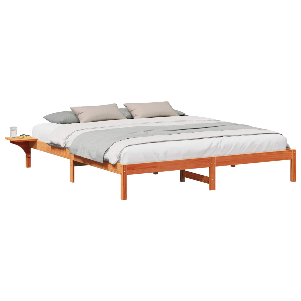 Sengestel Voks brun 200 x 200 cm Massiv fyrretræ