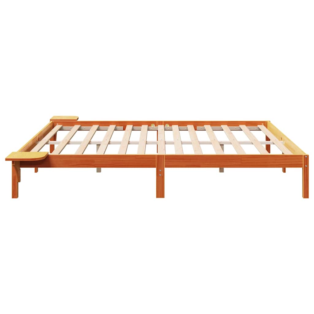 Sengestel Voks brun 200 x 200 cm Massiv fyrretræ