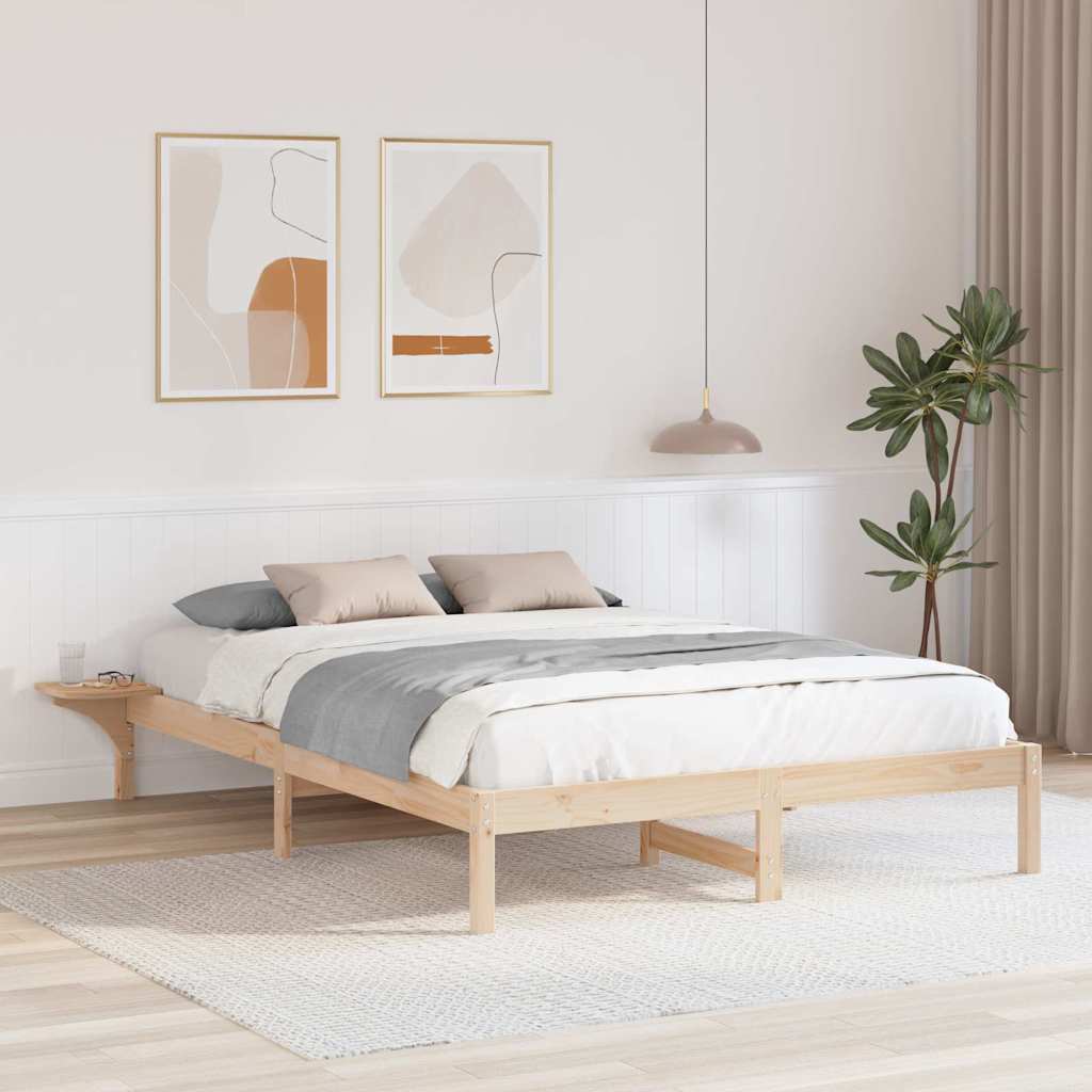 Sengestel Naturfarvet 160 x 200 cm Massiv fyrretræ