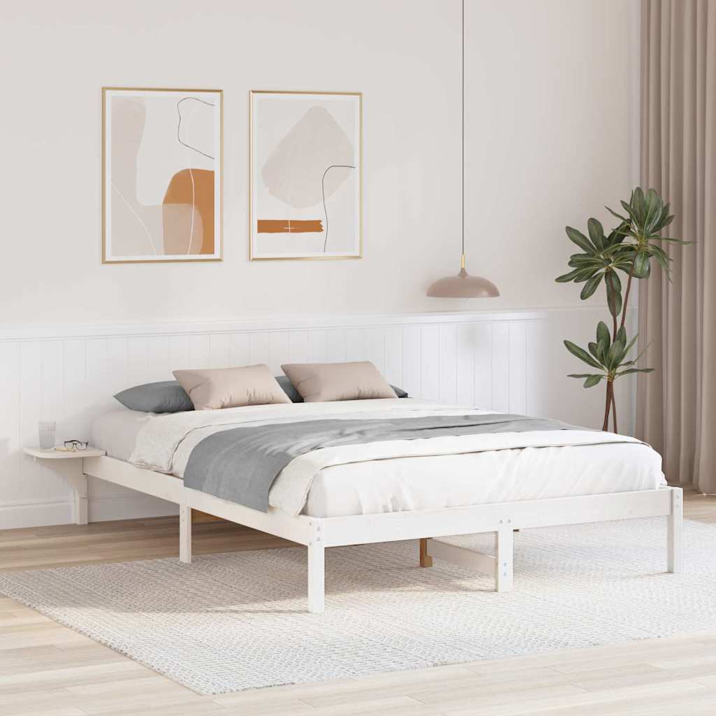 Sengestel Hvid 160 x 200 cm Massiv fyrretræ