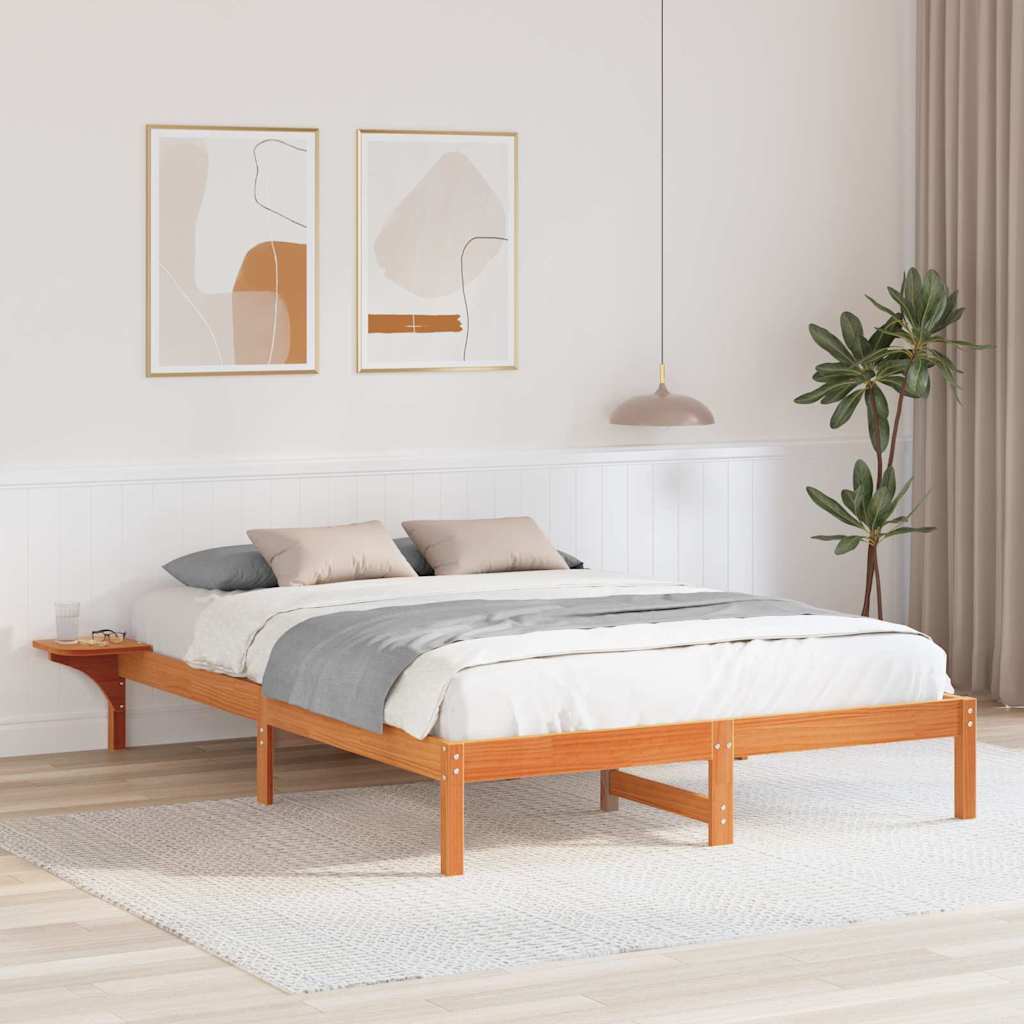 Sengestel Voks brun 150 x 200 cm Massiv fyrretræ