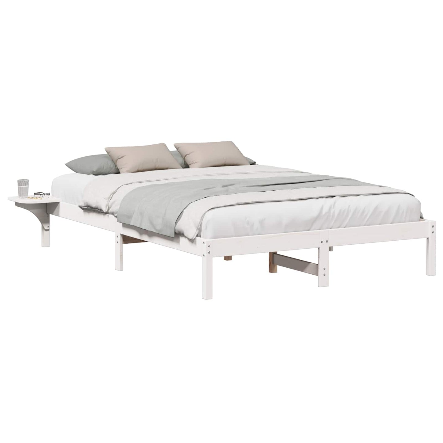 Sengestel Hvid 140 x 200 cm Massiv fyrretræ