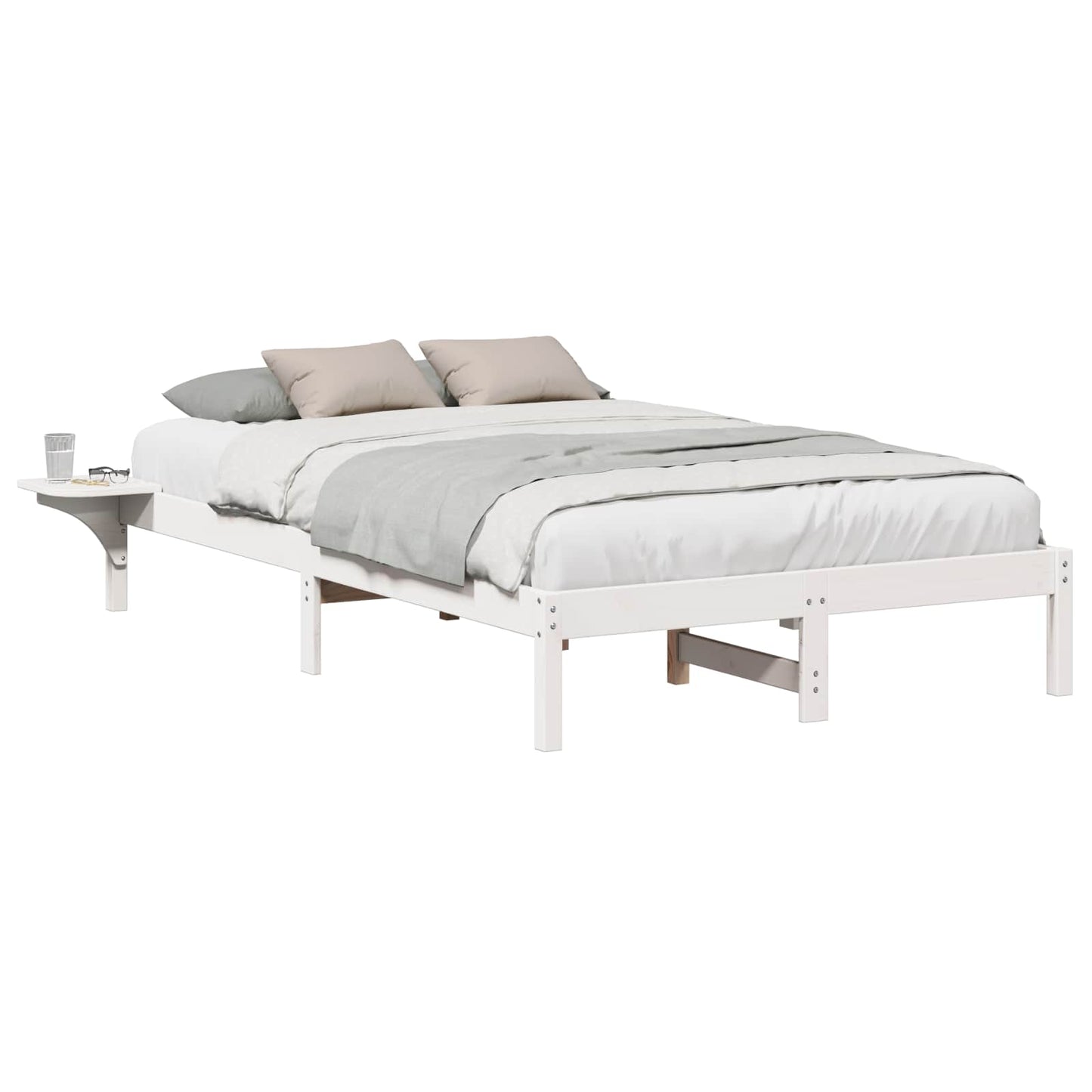 Sengestel Hvid 140 x 190 cm Massiv fyrretræ