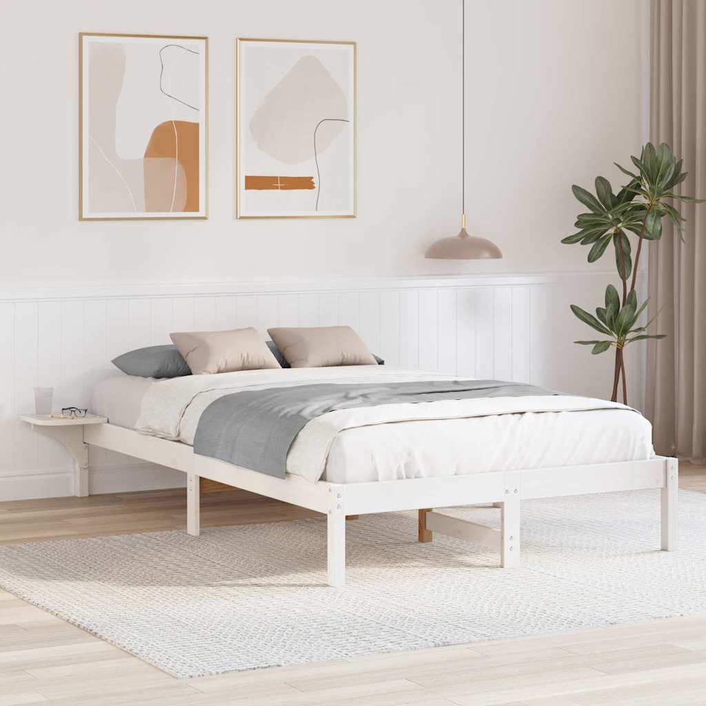 Sengestel Hvid 135 x 190 cm Massiv fyrretræ