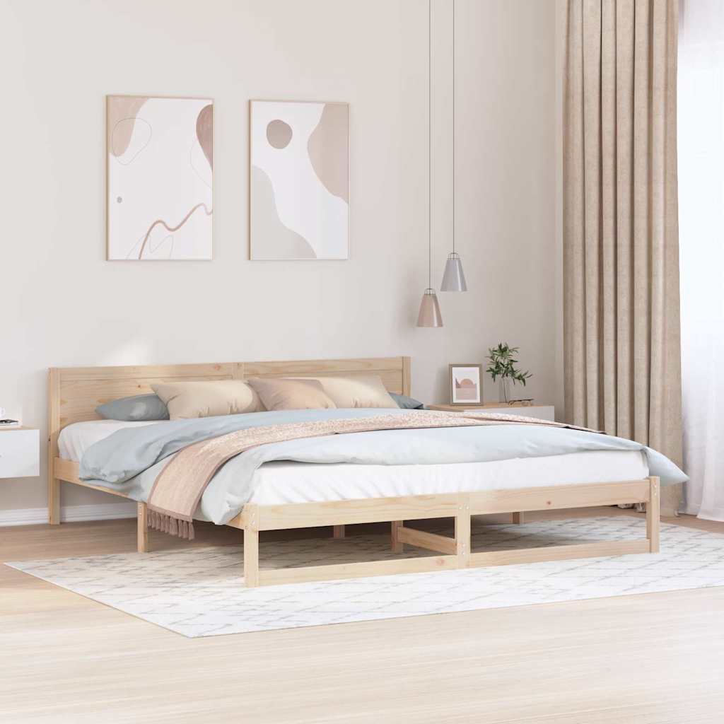 Sengestel Naturfarvet 200 x 200 cm Massiv fyrretræ