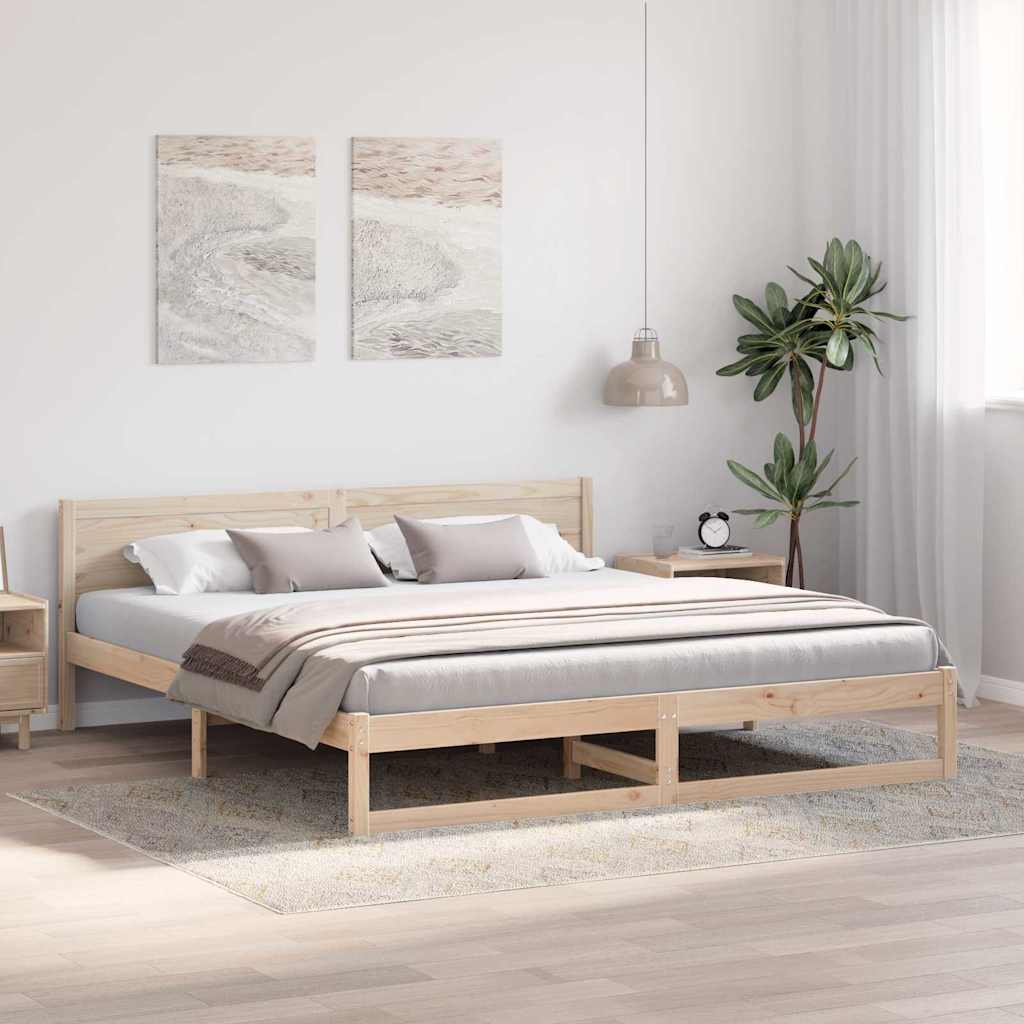 Sengestel Naturfarvet 200 x 200 cm Massiv fyrretræ
