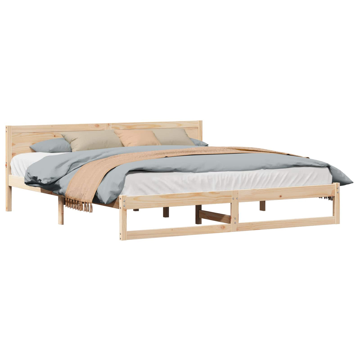 Sengestel Naturfarvet 200 x 200 cm Massiv fyrretræ