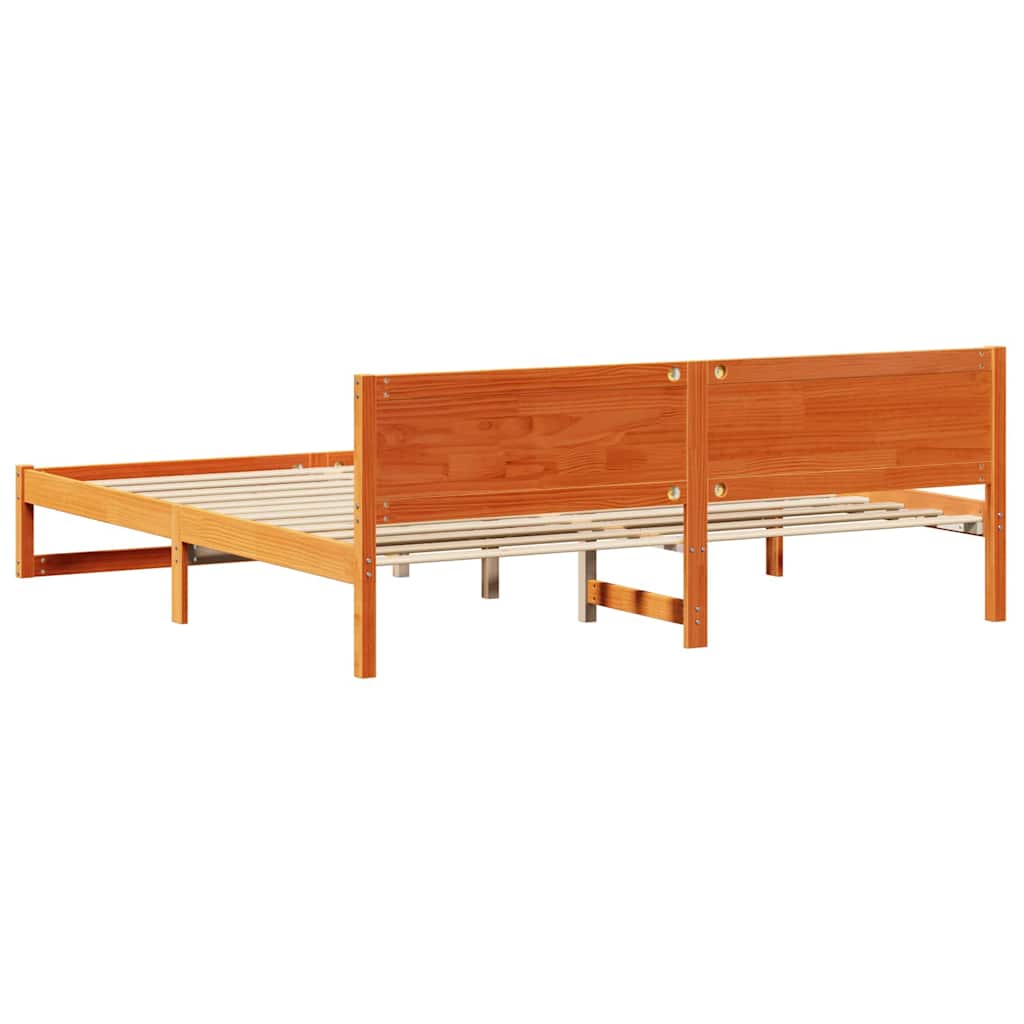 Sengestel med hovedgærde Voks brun 200 x 200 cm Massiv fyrretræ
