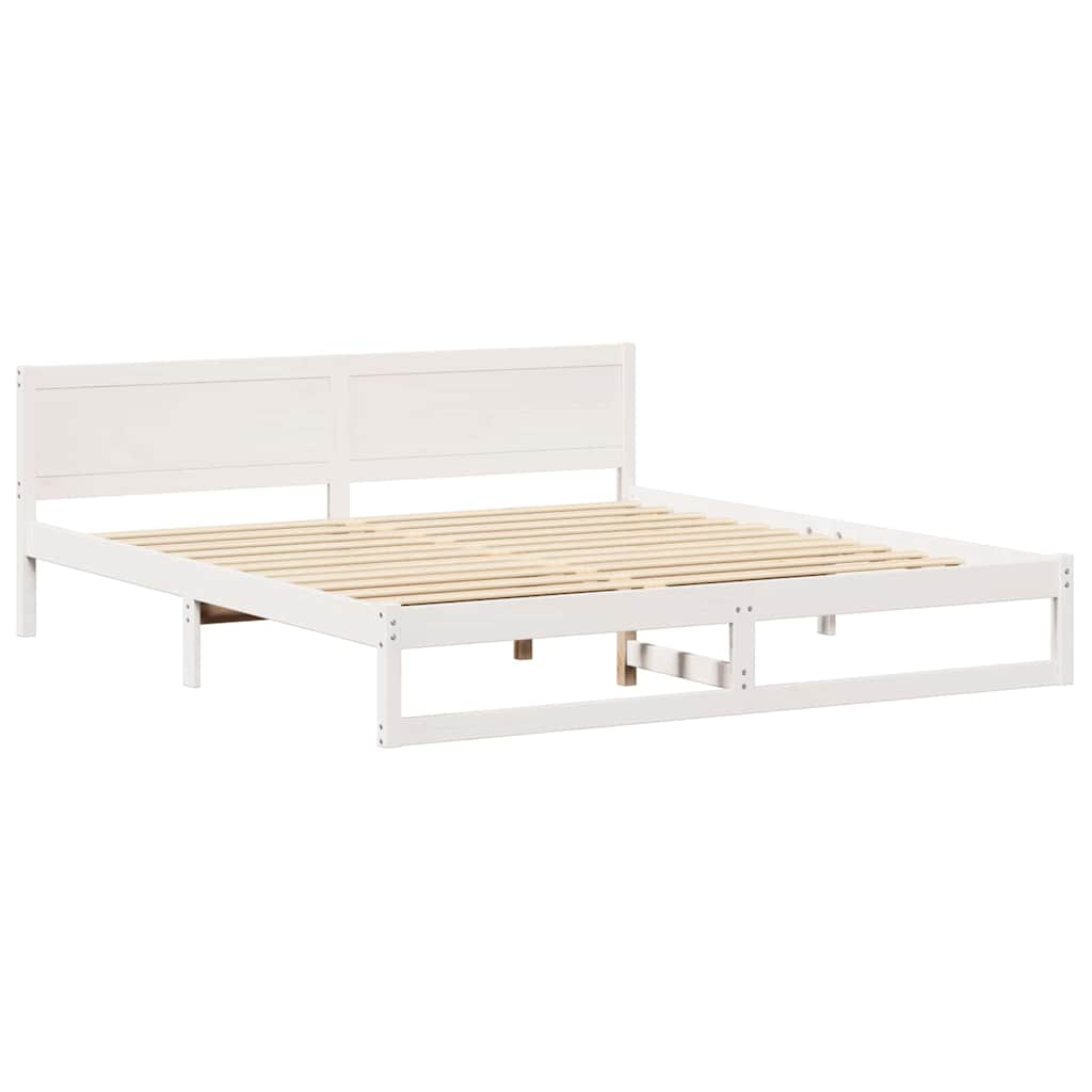 Sengestel med hovedgærde Hvid 180 x 200 cm Massiv fyrretræ