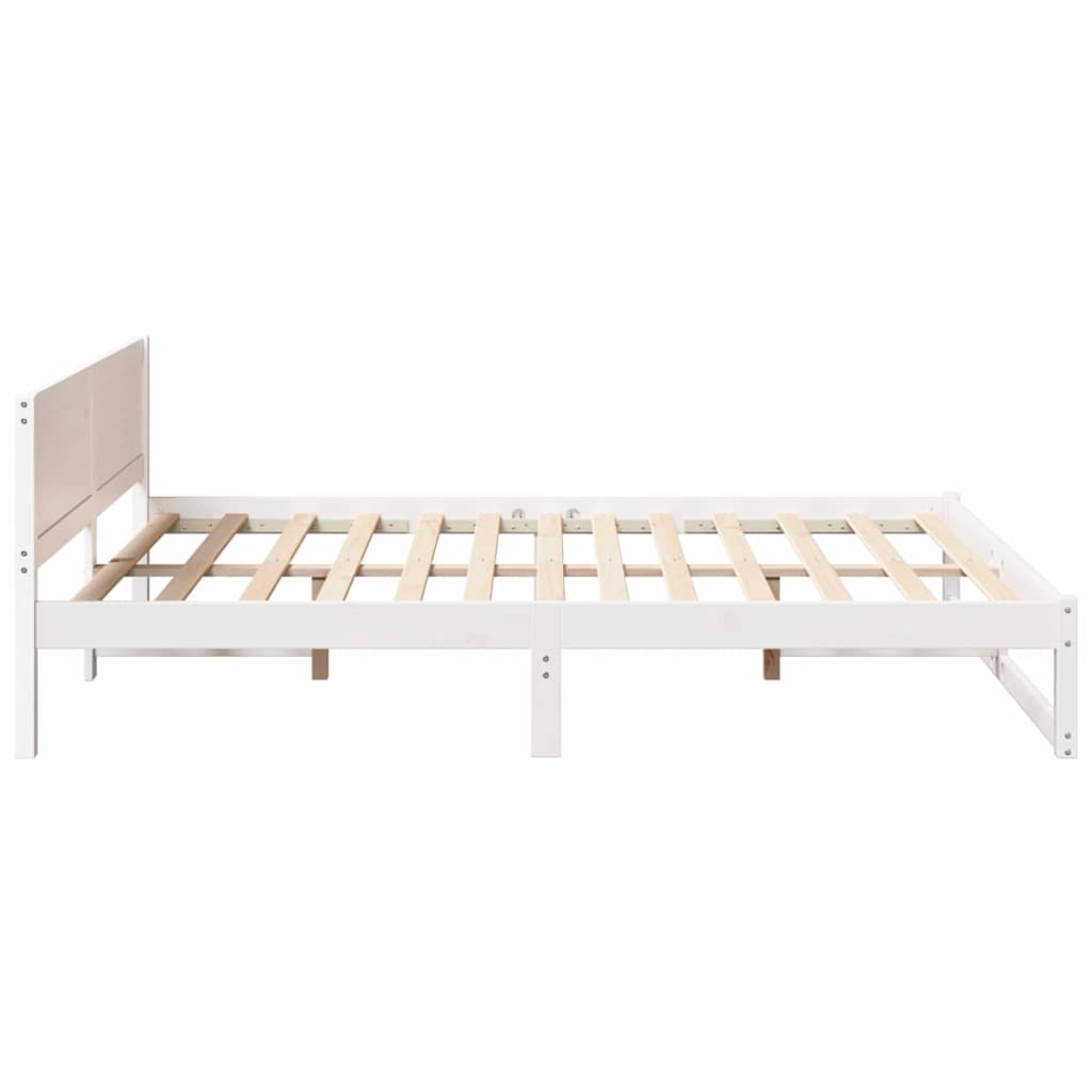Sengestel med hovedgærde Hvid 160 x 200 cm Massiv fyrretræ