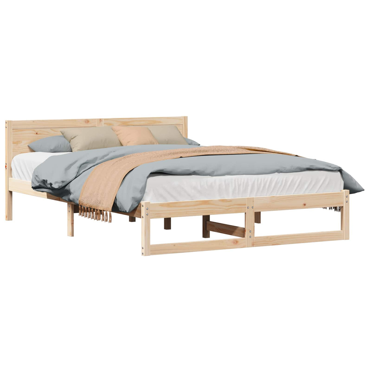 Sengestel Naturfarvet 150 x 200 cm Massiv fyrretræ