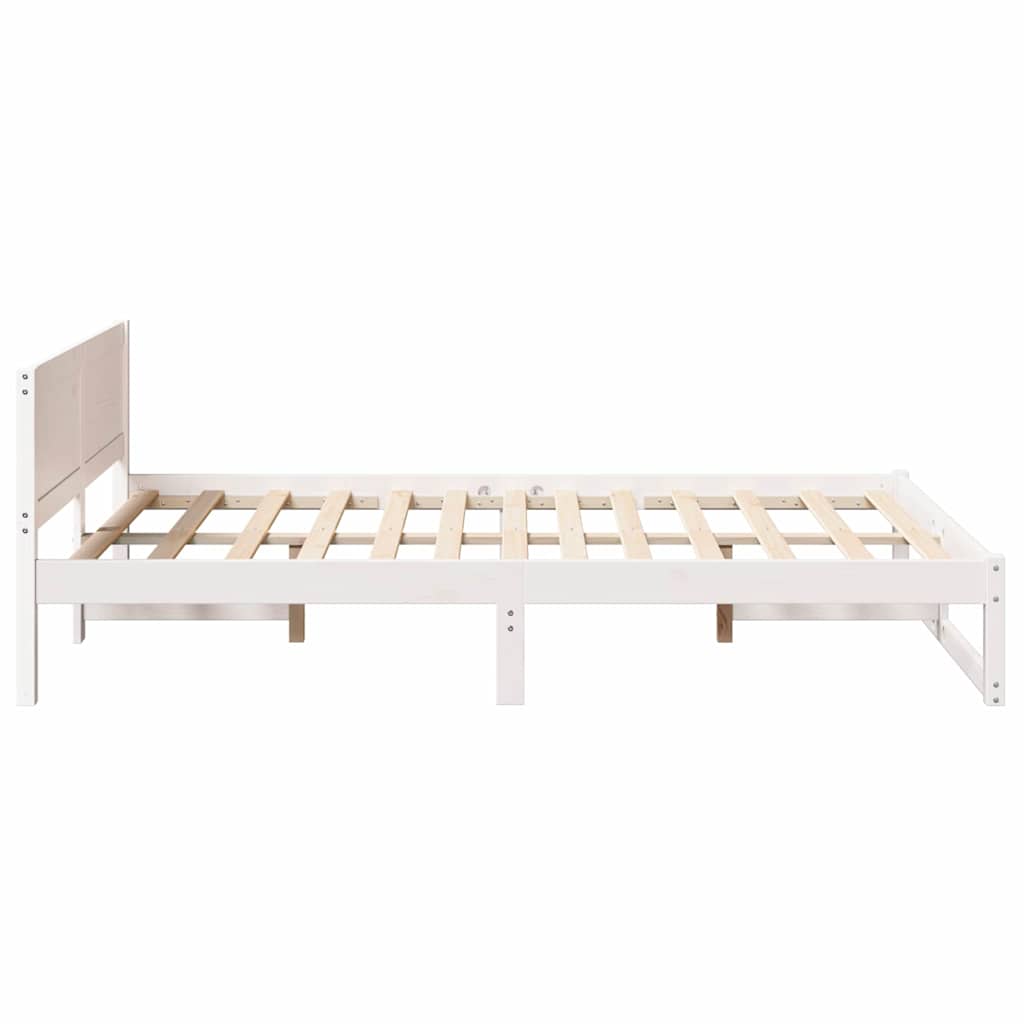 Sengestel med hovedgærde Hvid 120 x 200 cm Massiv fyrretræ