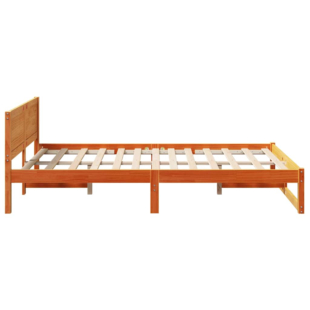 Sengestel med hovedgærde Voks brun 120 x 200 cm Massiv fyrretræ