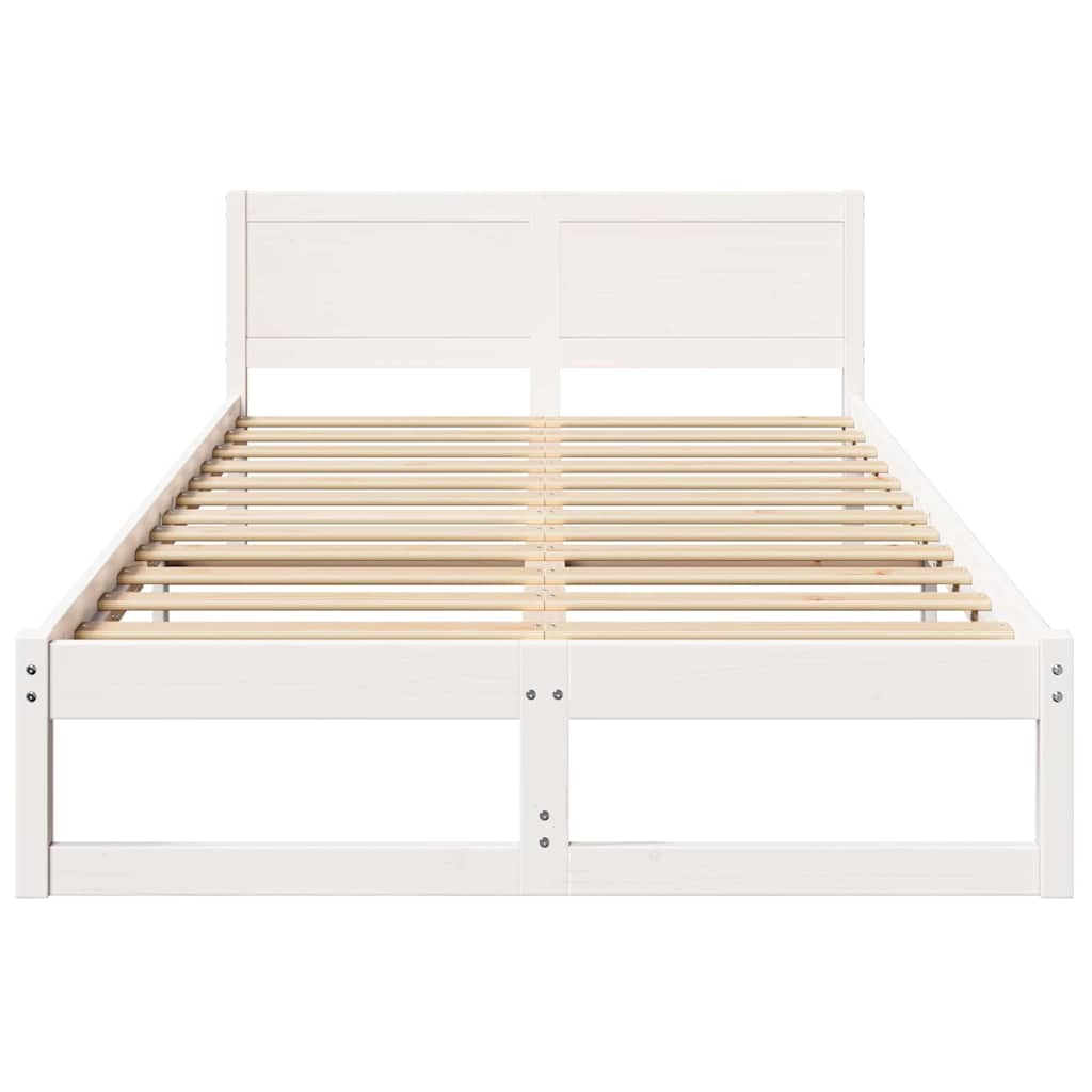 Sengestel med hovedgærde Hvid 135 x 190 cm Massiv fyrretræ