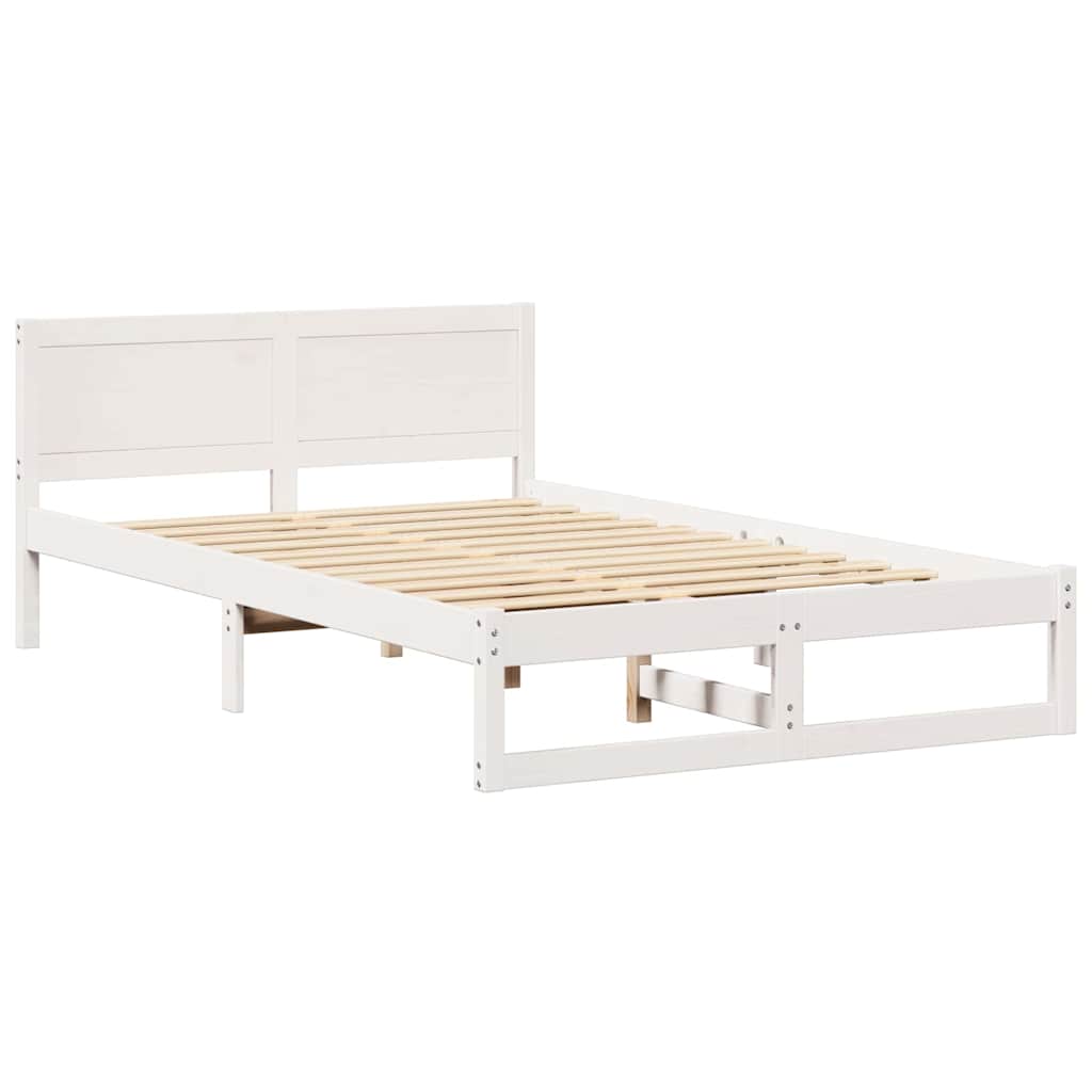 Sengestel med hovedgærde Hvid 120 x 190 cm Massiv fyrretræ