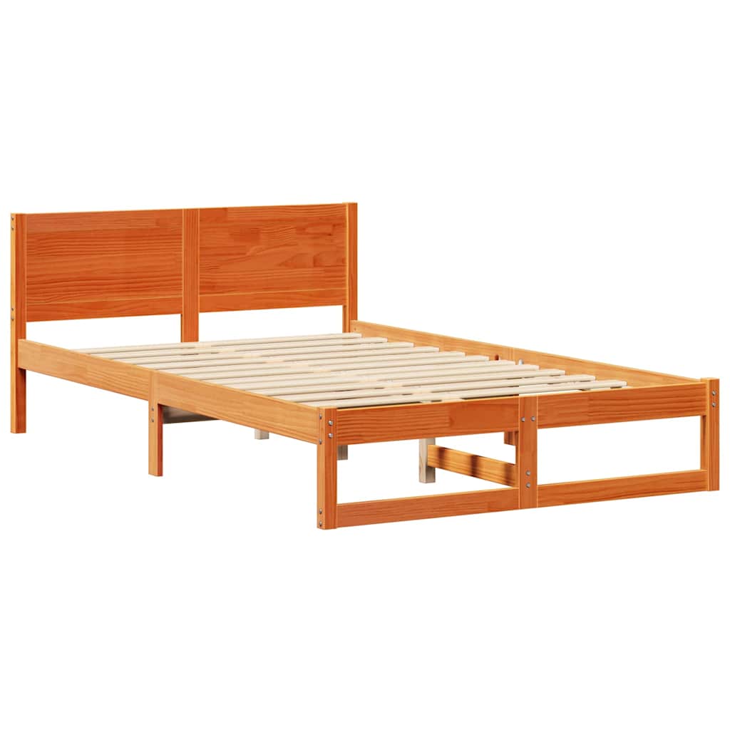 Sengestel med hovedgærde Voks brun 120 x 190 cm Massiv fyrretræ