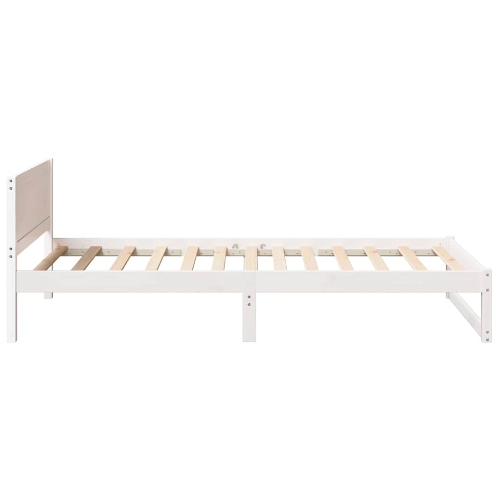 Sengestel med hovedgærde Hvid 90 x 190 cm Massiv fyrretræ